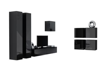 Vasil TV-möbelset 260x40x180 cm - Svart/Vit - Möbler - TV- & Mediamöbler - TV-möbelset