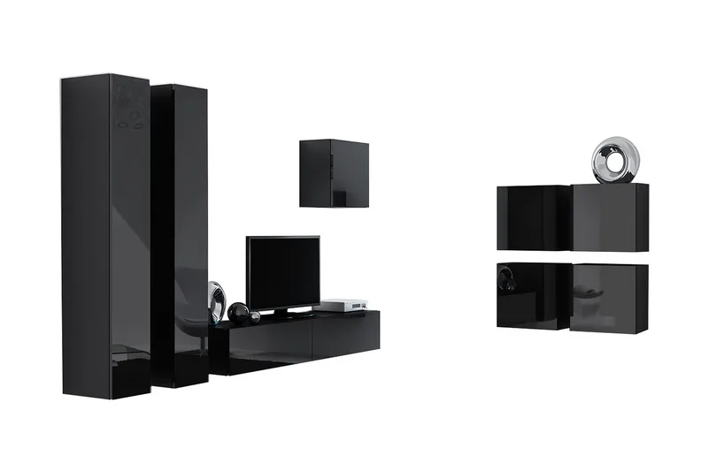 Vasil TV-möbelset 260x40x180 cm - Svart/Vit - Möbler - TV- & Mediamöbler - TV-möbelset