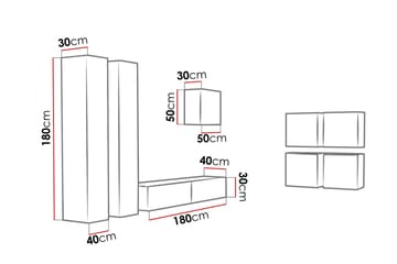 Vasil TV-möbelset 260x40x180 cm - Svart/Vit - Möbler - TV- & Mediamöbler - TV-möbelset