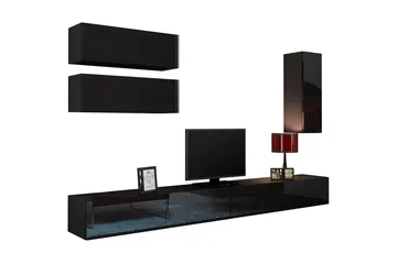Vasil TV-möbelset 280x40x180 cm - Svart/Vit - Möbler - TV- & Mediamöbler - TV-möbelset