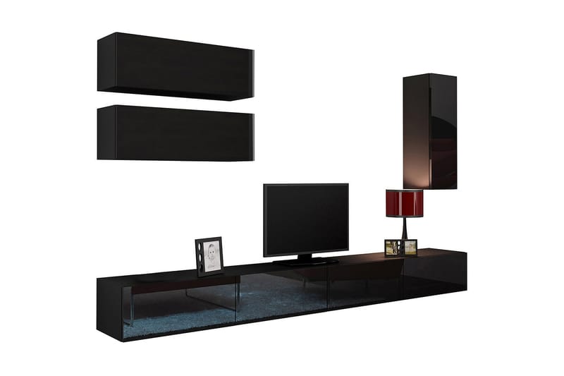 Vasil TV-möbelset 280x40x180 cm - Svart/Vit - Möbler - TV- & Mediamöbler - TV-möbelset