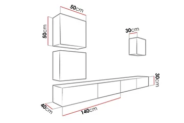 Vasil TV-möbelset 280x40x180 cm - Svart/Vit - Möbler - TV- & Mediamöbler - TV-möbelset