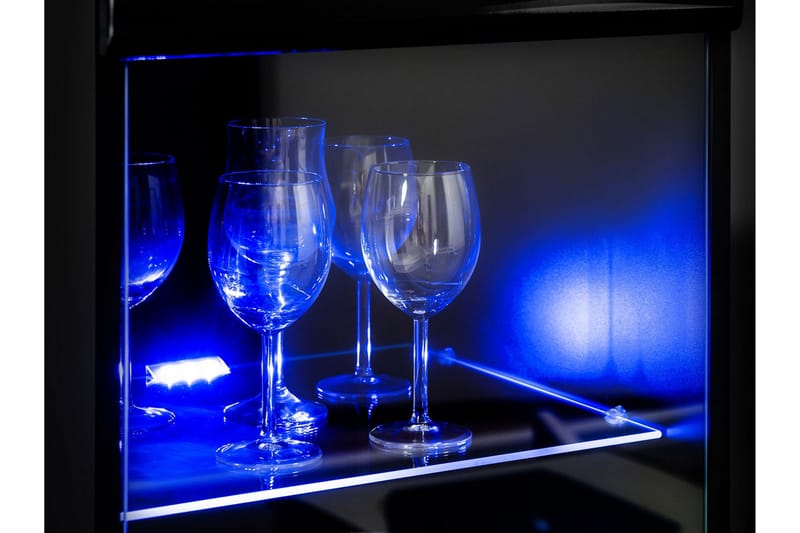 Vidara Modern TV Mediamöbel med Vitrinskåp och LED-belysning - Svart - Möbler - TV- & Mediamöbler - TV-möbelset