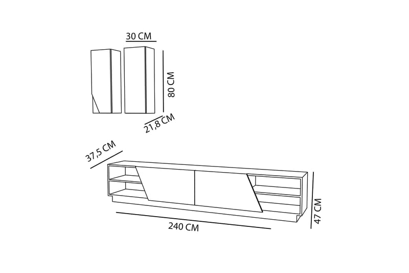 Zebrai Tv-Bänk med Dold Förvaring - Svart/Vit - Möbler - TV- & Mediamöbler - TV-möbelset