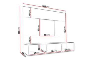 Tv-skåp Bernice 38x150 cm - Svart - Möbler - TV- & Mediamöbler - TV-skåp