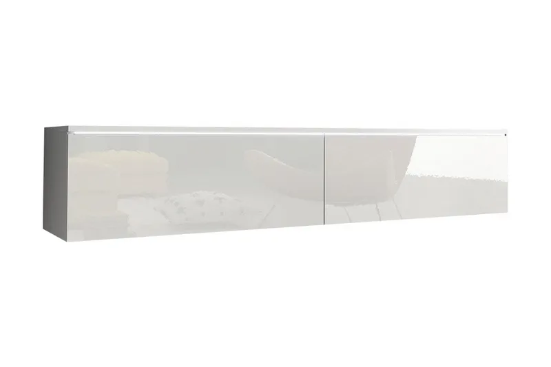 Cuguen TV-bänk 140 cm LED-belysning, Vit/Vit LED