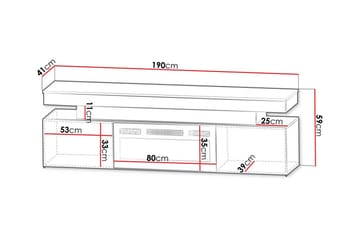 Glenndale Tv bänk med Förvaring + LED kamin + Belysning 190 - Svart - Möbler - TV- & Mediamöbler - TV-skåp