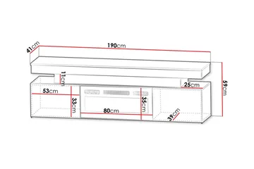 Glenndale Tv bänk med Förvaring + LED kamin + Belysning 190 cm - Vit - Möbler - TV- & Mediamöbler - TV bänk & mediabänk