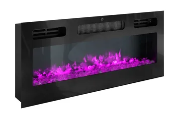Glenndale Tv bänk med Förvaring + LED kamin + Belysning 190 - Svart - Möbler - TV- & Mediamöbler - TV bänk & mediabänk