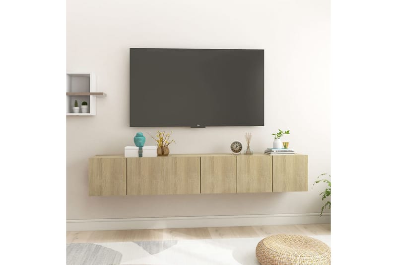 Hängande TV-skåp 3 st sonoma-ek 60x30x30 cm - Brun - TV-skåp