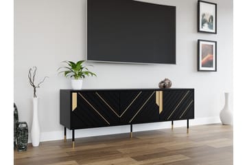 Juniskär Golvstående Tv Bänk 154 cm med Förvaring i Målat Trä - Svart - Möbler - TV- & Mediamöbler - TV bänk & mediabänk