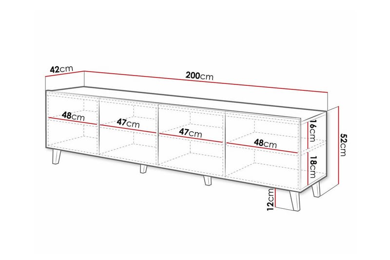 Juniskär Golvstående Tv Bänk 200 cm med Förvaring i  Laminat utseende Målat Trä - Vit - Möbler - TV- & Mediamöbler - TV bänk & mediabänk