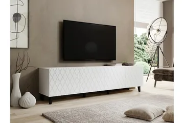 Juniskär Golvstående Tv Bänk 200 cm med Förvaring i  Laminat utseende Målat Trä - Vit - Möbler - TV- & Mediamöbler - TV bänk & mediabänk