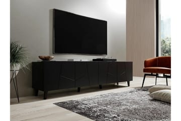 Juniskär Golvstående Tv Bänk 201 cm med Förvaring i Laminat Målat Trä - Svart - Möbler - TV- & Mediamöbler - TV bänk & mediabänk