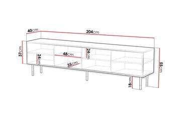 Juniskär Golvstående Tv Bänk 204 cm med Förvaring i Målat Trä - Svart - Möbler - TV- & Mediamöbler - TV bänk & mediabänk