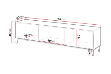 Novaj Golvstående Tv Bänk 40 cm med Förvaring i Målat Trä - Svart - Möbler - TV- & Mediamöbler - TV bänk & mediabänk