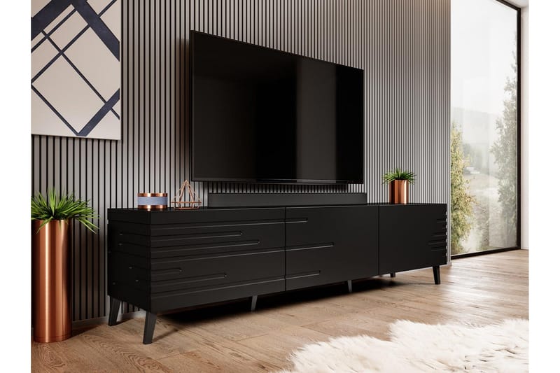 Novaj Tv-skåp 155 cm - Svart - Möbler - TV- & Mediamöbler - TV bänk & mediabänk