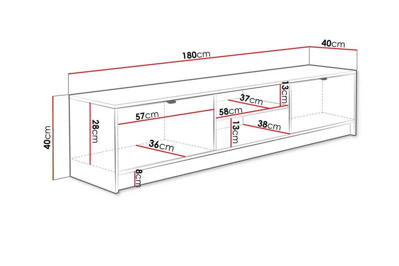 Novaj Tv-skåp 180 cm - Vit - Möbler - TV- & Mediamöbler - TV-skåp