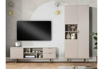 Staffin Golvstående Tv Bänk 150 cm med Förvaring i Målat Trä - Beige - Möbler - TV- & Mediamöbler - TV bänk & mediabänk