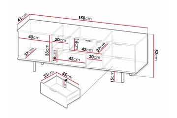 Staffin Golvstående Tv Bänk 150 cm med Förvaring i Målat Trä - Beige - Möbler - TV- & Mediamöbler - TV bänk & mediabänk
