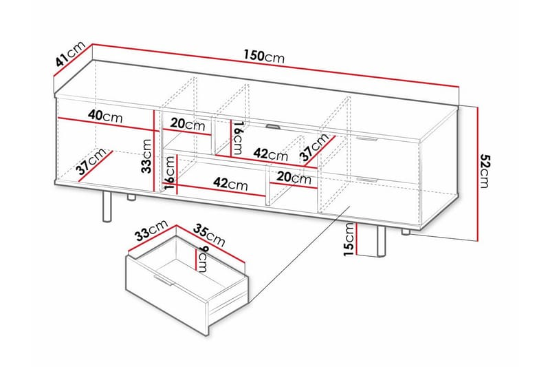 Staffin Golvstående Tv Bänk 150 cm med Förvaring i Målat Trä - Beige - Möbler - TV- & Mediamöbler - TV bänk & mediabänk