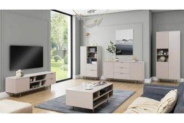 Staffin Golvstående Tv Bänk 150 cm med Förvaring i Målat Trä - Beige - Möbler - TV- & Mediamöbler - TV bänk & mediabänk