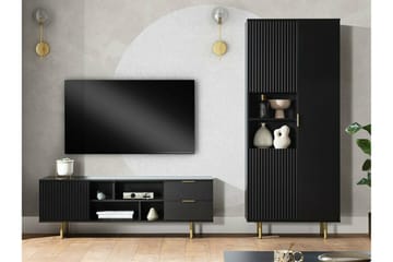 Staffin Golvstående Tv Bänk 150 cm med Förvaring i Målat Trä - Svart - Möbler - TV- & Mediamöbler - TV bänk & mediabänk