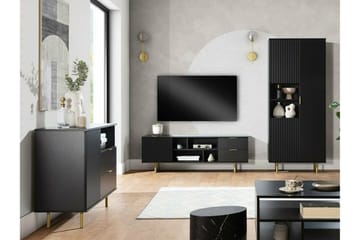 Staffin Golvstående Tv Bänk 150 cm med Förvaring i Målat Trä - Svart - Möbler - TV- & Mediamöbler - TV bänk & mediabänk