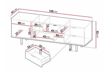 Staffin Golvstående Tv Bänk 150 cm med Förvaring i Målat Trä - Svart - Möbler - TV- & Mediamöbler - TV bänk & mediabänk
