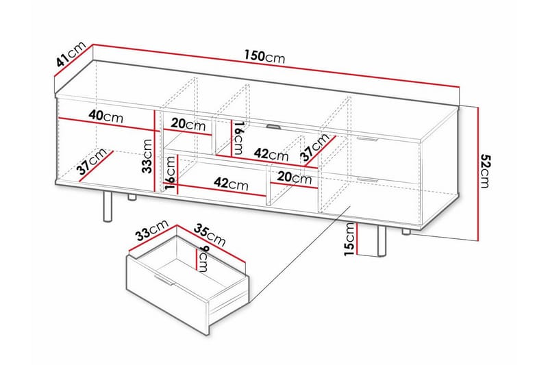 Staffin Golvstående Tv Bänk 150 cm med Förvaring i Målat Trä - Svart - Möbler - TV- & Mediamöbler - TV bänk & mediabänk
