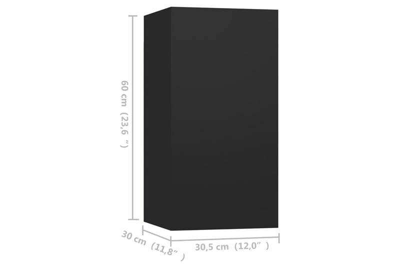 TV-skåp 4 delar svart 30,5x30x60 cm spånskiva - Svart - TV-skåp
