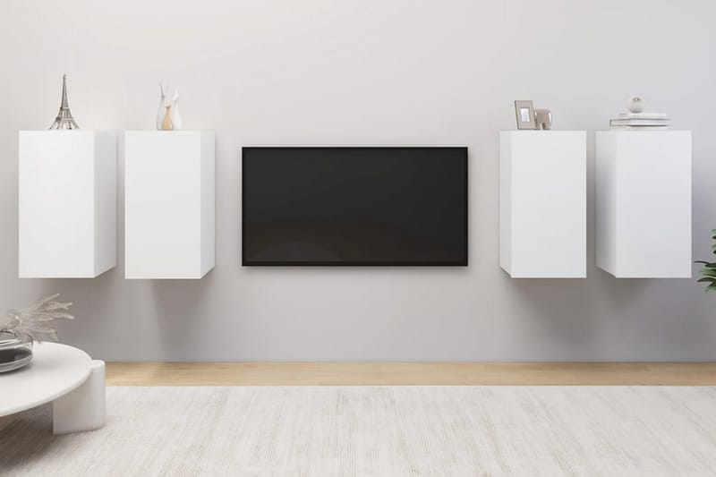 TV-skåp 4 st vit 30,5x30x60 cm spånskiva - Vit - TV-skåp