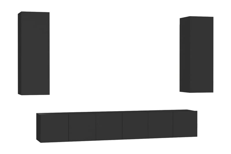 TV-skåp 5 delar svart spånskiva - Svart - TV-skåp
