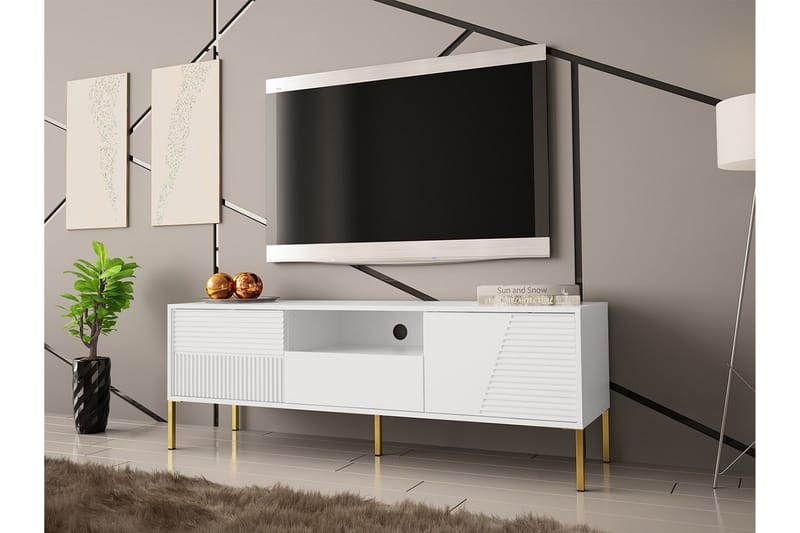 Tv-skåp Glenndale 155 cm - Vit - Möbler - TV- & Mediamöbler - TV-skåp