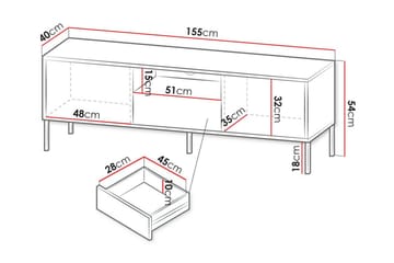 Tv-skåp Glenndale 155 cm - Vit - Möbler - TV- & Mediamöbler - TV-skåp