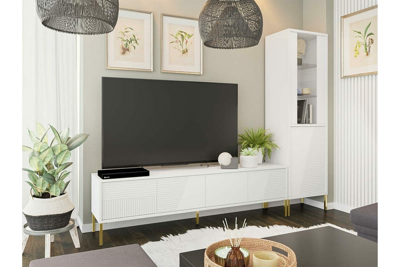 Tv-skåp Glenndale 190 cm - Vit - Möbler - TV- & Mediamöbler - TV-skåp