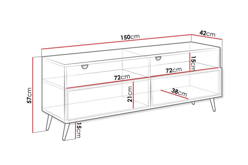Tv-skåp Kintore 150 cm - Svart - Möbler - TV- & Mediamöbler - TV-skåp