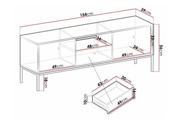 Tv-skåp Klinkerville 154 cm - Svart - Möbler - TV- & Mediamöbler - TV-skåp
