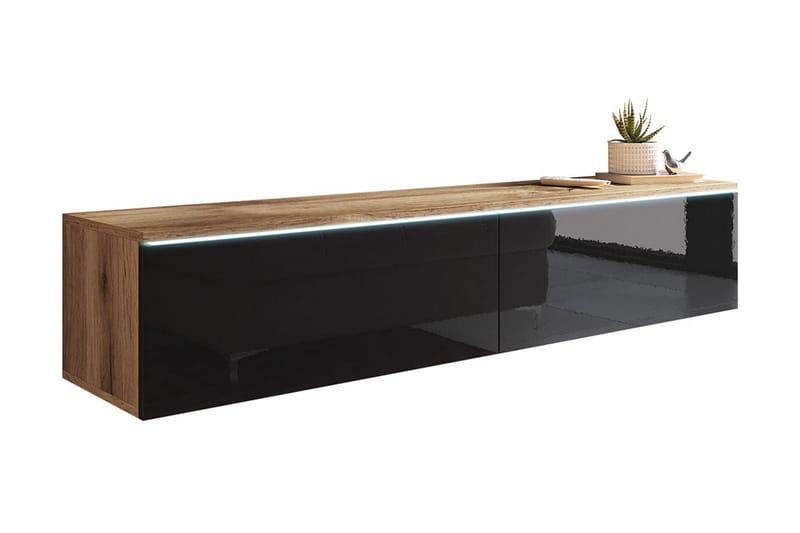 Tv-skåp Lourmais 140 cm Vit LED - Natur/Svart - Möbler - TV- & Mediamöbler - TV-skåp