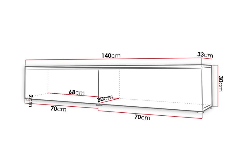 Tv-skåp Lourmais 140 cm Vit LED - Vit/Natur - TV-skåp