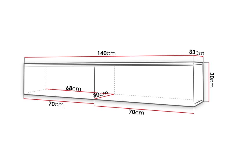 Tv-skåp Lourmais 140 cm Vit LED - Vit/Natur - TV-skåp