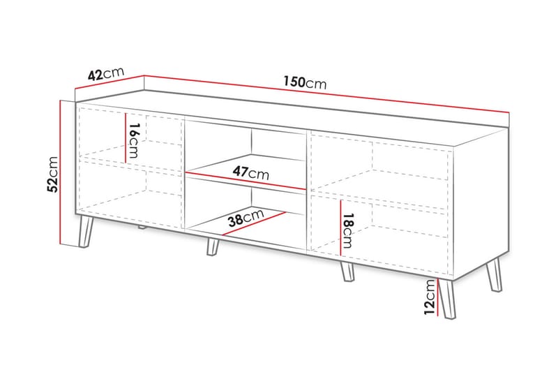 Tv-skåp Melesse 150 cm - Vit - TV-skåp