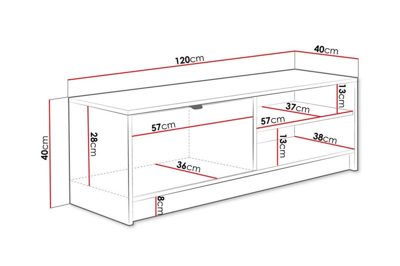 Tv-skåp Novaj 120 cm - Vit - TV-skåp