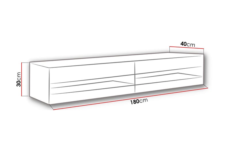 Tv-skåp Veria 180 cm Vit LED - Natur/Svart - Möbler - TV- & Mediamöbler - TV-skåp