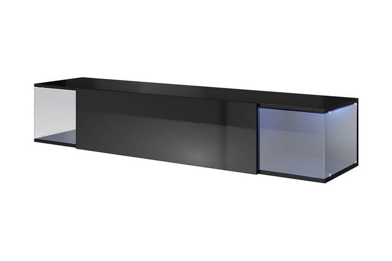 TV-skåp Wishon med LED-belysning - Svart Högglans - TV-skåp
