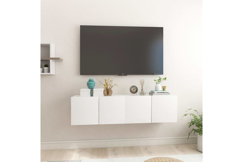 Väggmonterade TV-skåp 2 st vit högglans 60x30x30 cm - Vit - TV-skåp