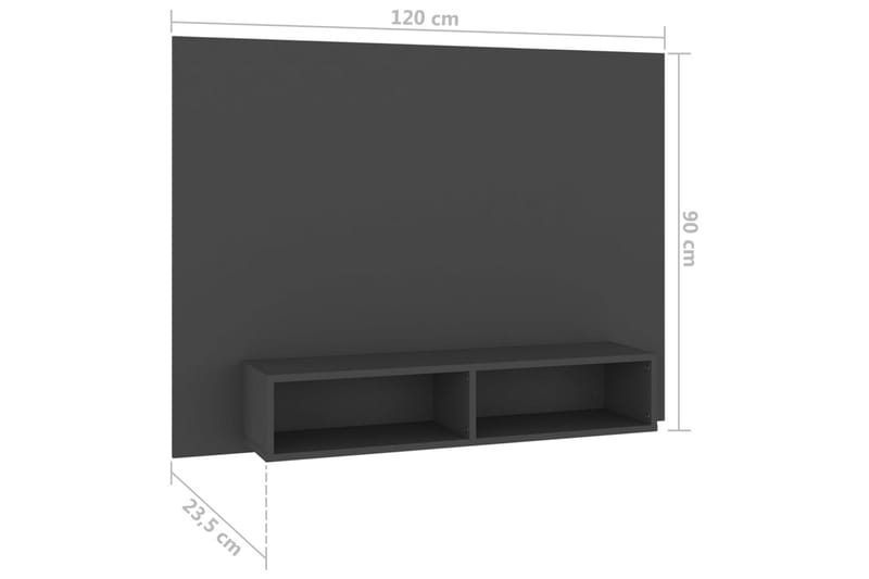 Väggmonterat tv-skåp grå 120x23,5x90 cm spånskiva - Grå - TV-skåp