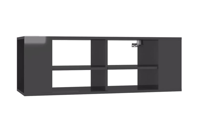 Väggmonterat tv-skåp grå högglans 102x35x35 cm spånskiva - Grå - TV-skåp
