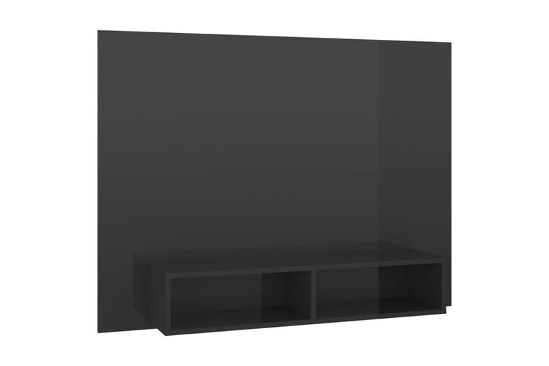 Väggmonterat tv-skåp grå högglans 120x23,5x90 cm spånskiva - Grå - TV-skåp