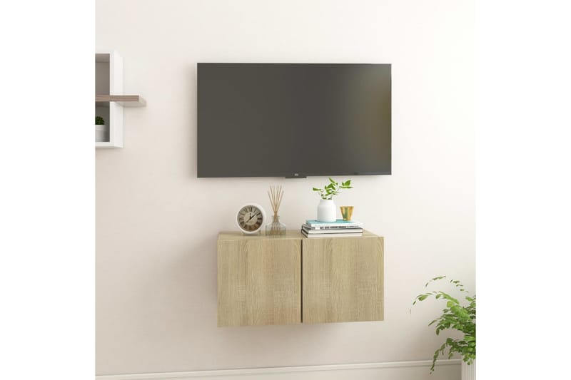 Väggmonterat TV-skåp sonoma-ek 60x30x30 cm - Brun - TV-skåp